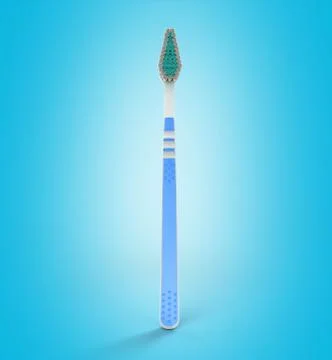 Blue toothbrush close up 3d render on a blue background Stock Illustration