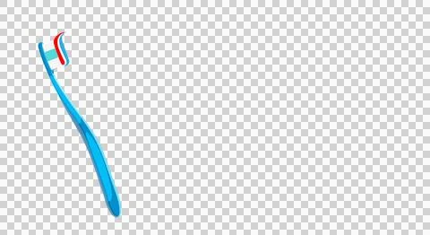 Blue toothbrush with color toothpaste, transparent background. Copy space. イラスト素材
