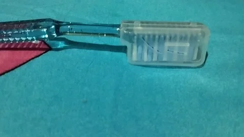 This blue toothbrush is new Stock Footage 225173213