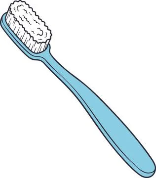 Blue toothbrush, sketchy cartoon vector illustration Stock Illustration