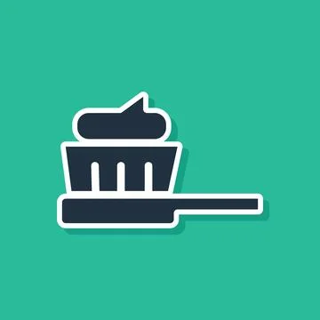 Blue Toothbrush with toothpaste icon isolated on green background. Vector イラスト素材