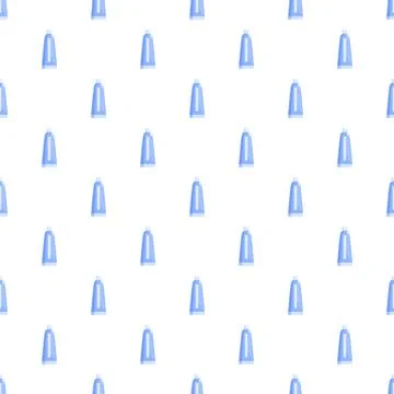 Blue toothpaste tubes seamless pattern background for dental care Stock Illustration