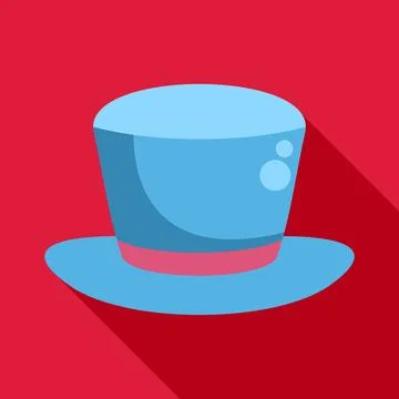 Blue top hat icon with long shadow Stock Illustration