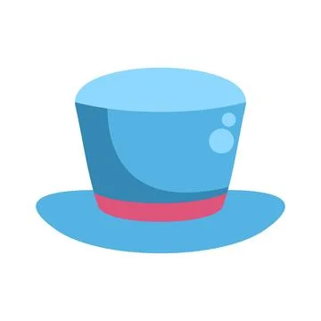 Blue top hat with red ribbon illustration for magic Stock Illustration