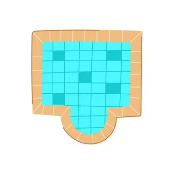 Blue top view pool cartoon vector illustration Illustrazione stock