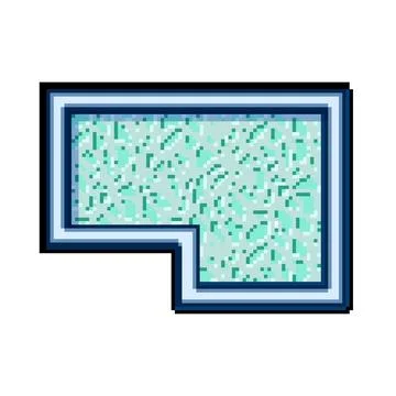 Blue top view pool pixel art vector illustration Ilustração Stock
