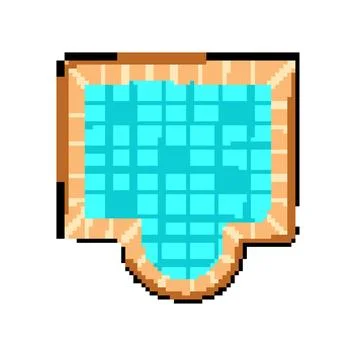 Blue top view pool pixel art vector illustration Stock Illustration