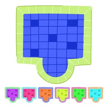 Blue top view pool vector cartoon graphic Illustrazione stock