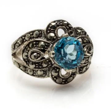 Blue topaz ring Stock Photos
