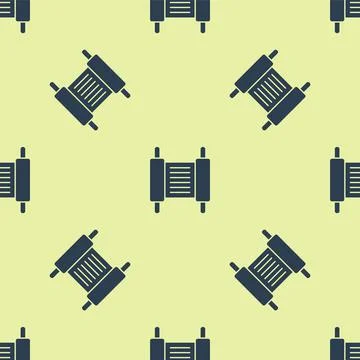 Blue Torah scroll icon isolated seamless pattern on yellow background. Jewish Stock Illustration