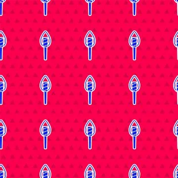 Blue Torch flame icon isolated seamless pattern on red background. Symbol fire Illustrazione stock