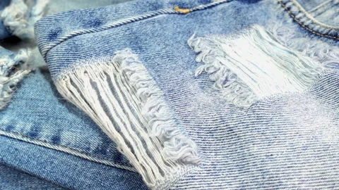 Blue torn jeans close-up. Stock Footage 88275009