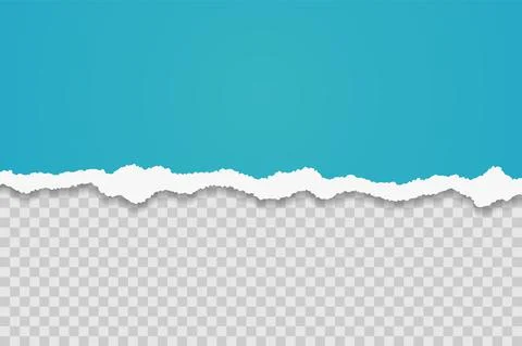 Blue torn paper edge template. Ripped horizontal strips with shadows. Border Stock-Illustration