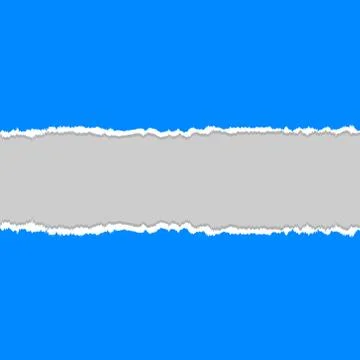 Blue torn paper on gray background with copy space. Vector illustration Stock Illustration