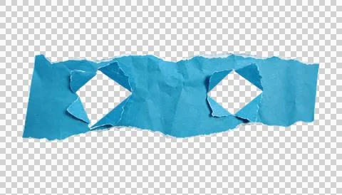 Blue Torn Paper Mask Frame isolated on Transparent Background Stock-Illustration