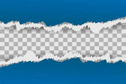 Blue torn paper with torn edges with shadow effect Stock Illustration