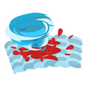 Blue tornado creating bloody mess on water surface 库存插图