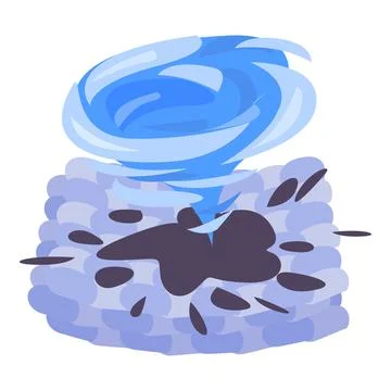 Blue tornado forming in sky creating damage 库存插图
