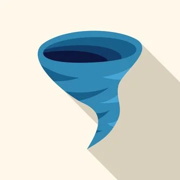 Blue tornado rotating and forming a vortex with long shadow Illustrazione stock