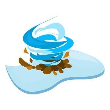 Blue tornado rotating and picking up debris illustration 库存插图