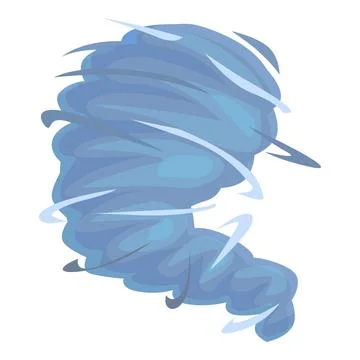 Blue tornado rotating, creating strong wind current 库存插图
