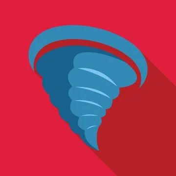 Blue tornado spinning with long shadow on red background Illustrazione stock