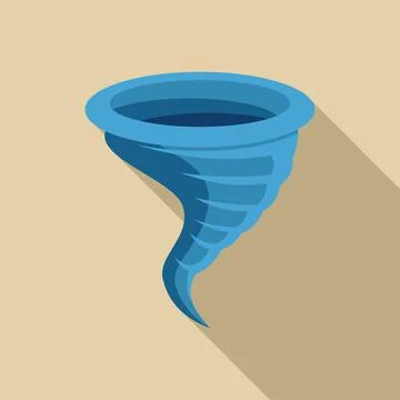 Blue tornado spinning with long shadow on beige background Stock Illustration