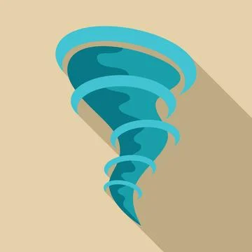 Blue tornado spinning with long shadow on beige background Stock Illustration