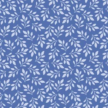 Blue Tossed Leaves Seamless Pattern Background Texture Stock Illustration