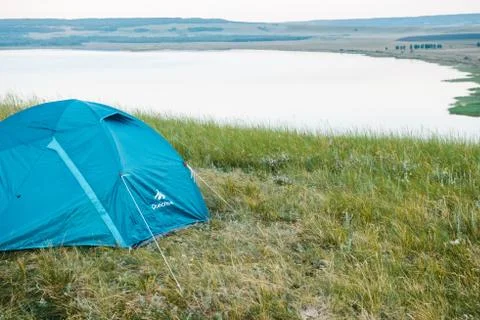Blue tourist tent Stock Photos