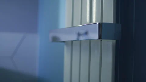 Blue towel removed from wall Stock Footage 260344586