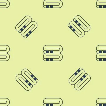 Blue Towel stack icon isolated seamless pattern on yellow background.  Vector 스톡 일러스트