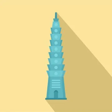 Blue tower icon, flat style Ilustración de archivo