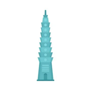 Blue tower icon, flat style Ilustración de archivo