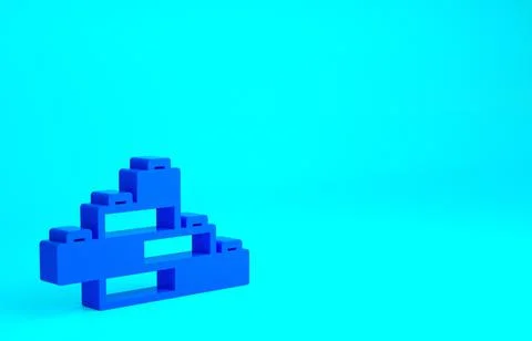 Blue Toy building block bricks for children icon isolated on blue background. Ilustración de archivo