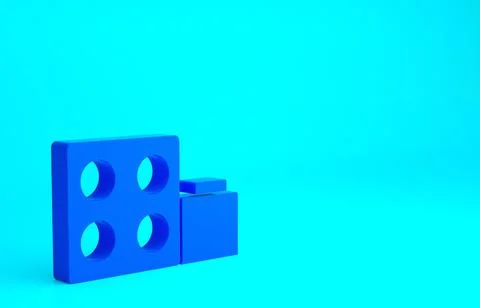 Blue Toy building block bricks for children icon isolated on blue background. 库存插图