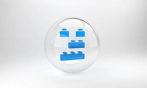 Blue Toy building block bricks for children icon isolated on grey background. 스톡 일러스트