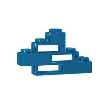 Blue Toy building block bricks for children icon isolated on transparent ba.. Ilustración de archivo