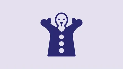 Blue Toy puppet doll on hand icon isolated on purple background. 4K Video motion Stock Footage 232916314