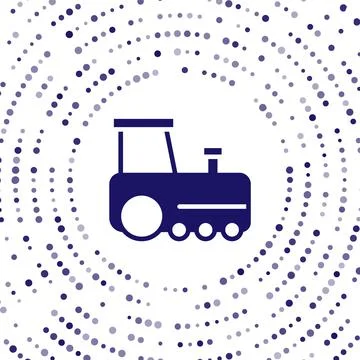 Blue Toy train icon isolated on white background. Abstract circle random dots Stock Illustration
