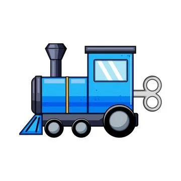 Blue toy train illustration with wind up key Stock Illustration