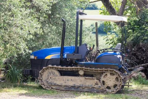 Blue tractor Foto stock