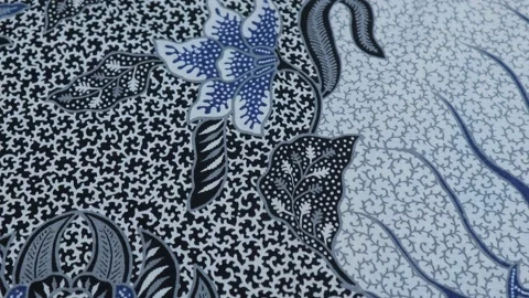 Blue Traditional Indonesian Batik Pattern Stock Footage 263577487