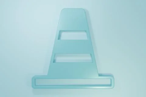Blue Traffic cone icon isolated on blue background. Minimalism concept. 3D .. Stock Illustration