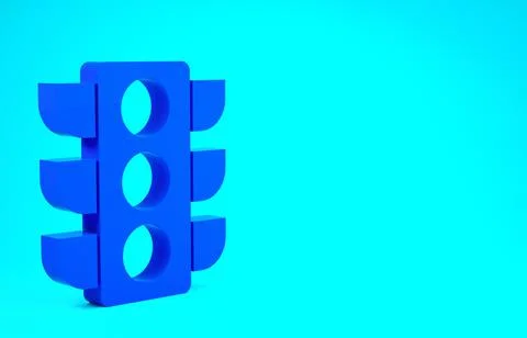 Blue Traffic light icon isolated on blue background. Minimalism concept. 3d i Illustrazione stock