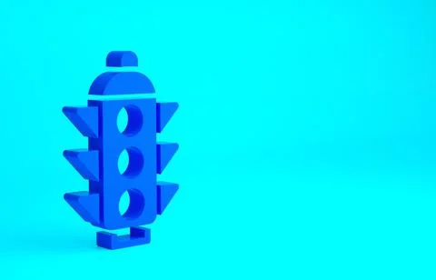 Blue Traffic light icon isolated on blue background. Minimalism concept. 3d i Illustrazione stock