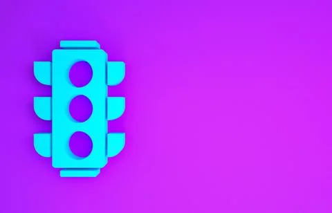 Blue Traffic light icon isolated on purple background. Minimalism concept. 3d イラスト素材