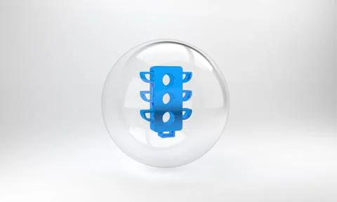 Blue Traffic light icon isolated on grey background. Glass circle button. 3D  Illustrazione stock