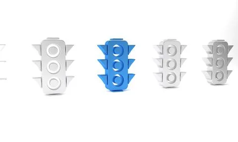 Blue Traffic light icon isolated on white background. Minimalism concept. 3.. Stockillustratie