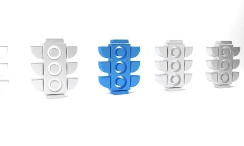 Blue Traffic light icon isolated on white background. Minimalism concept. 3.. Stockillustratie